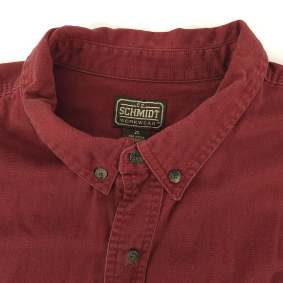 CE Schmidt Workwear Flannel Shirt Mens 2XL Heavy Cotton Red - Picture 4 of 7
